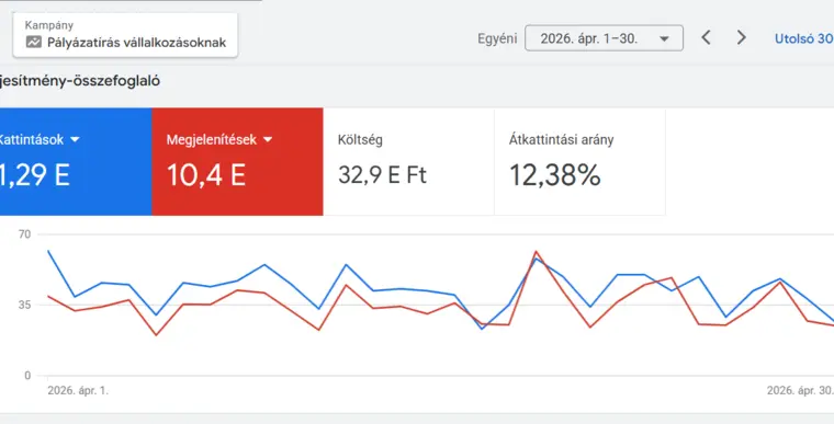 Google Ads kampányeredmények részlete