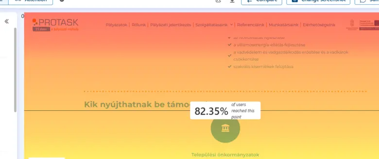 Microsoft Clarity hőtérképes mérés részlete